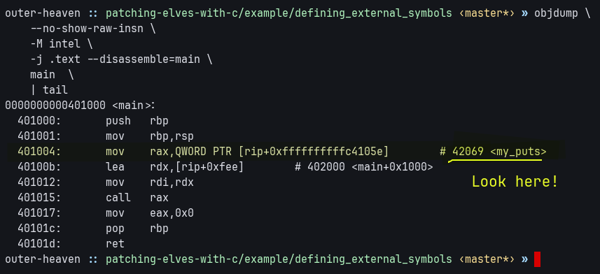 Defining address of a symbol